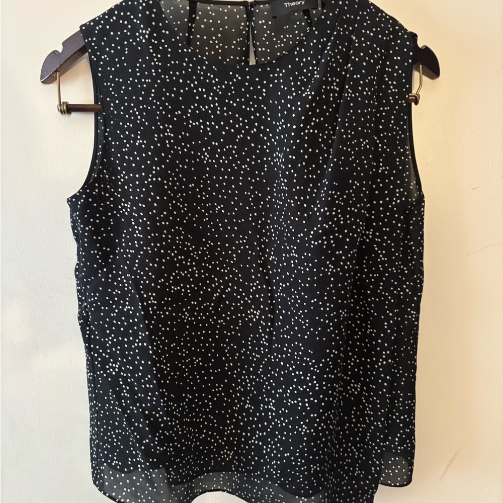 Theory Black and White Sleeveless Blouse